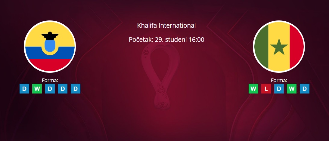 Tipovi za Ekvador vs. Senegal, 29. studeni 2022., Svjetsko prvenstvo