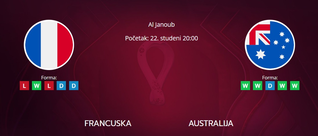 Tipovi za Francuska vs. Australija, 22. studeni 2022., Svjetsko prvenstvo