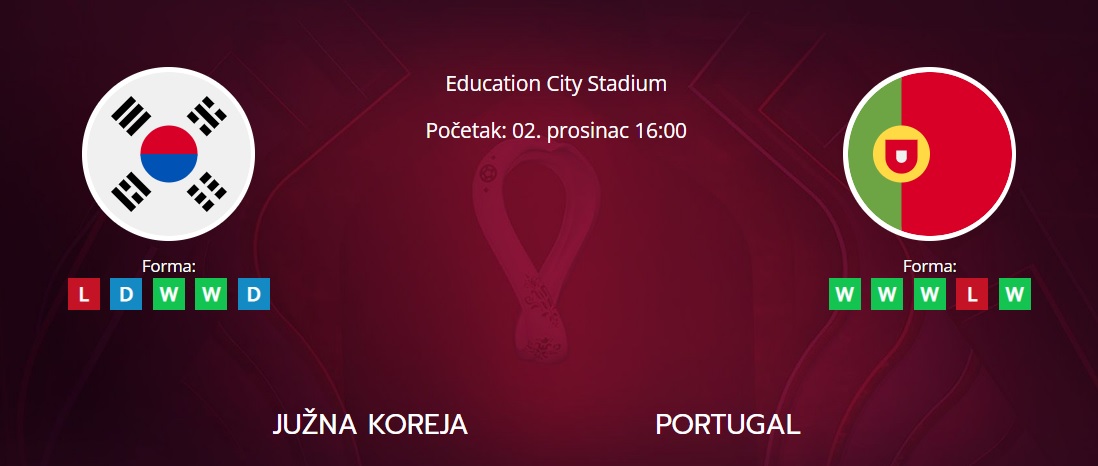 Tipovi za Južna Koreja vs. Portugal, 2. prosinac 2022., Svjetsko prvenstvo
