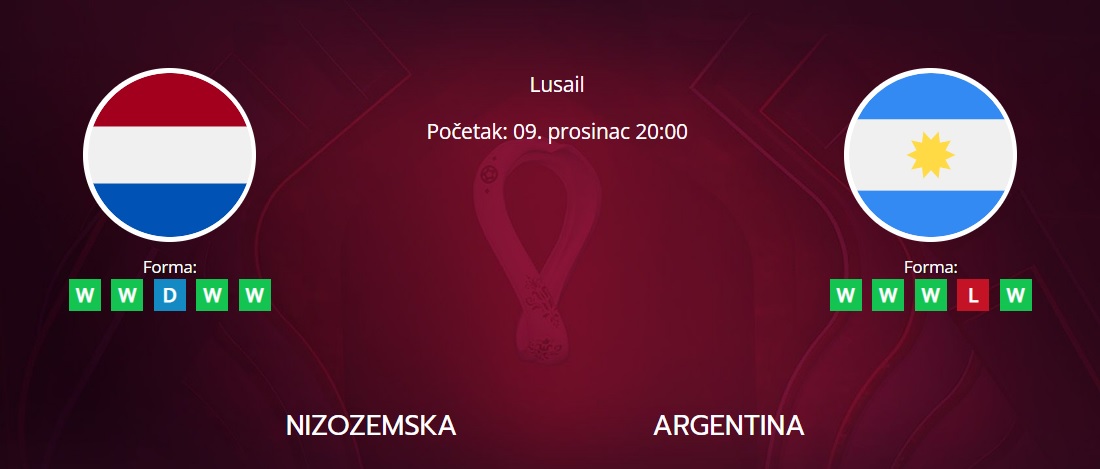 Tipovi za Nizozemska vs. Argentina, 9. prosinac 2022., Svjetsko prvenstvo