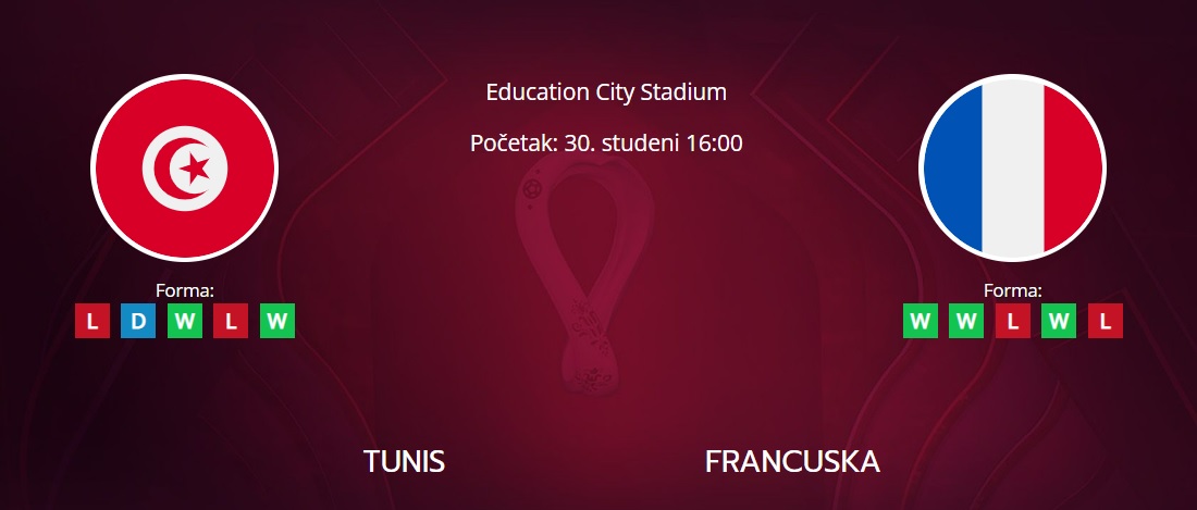 Tipovi za Tunis vs. Francuska, 30. studeni 2022., Svjetsko prvenstvo