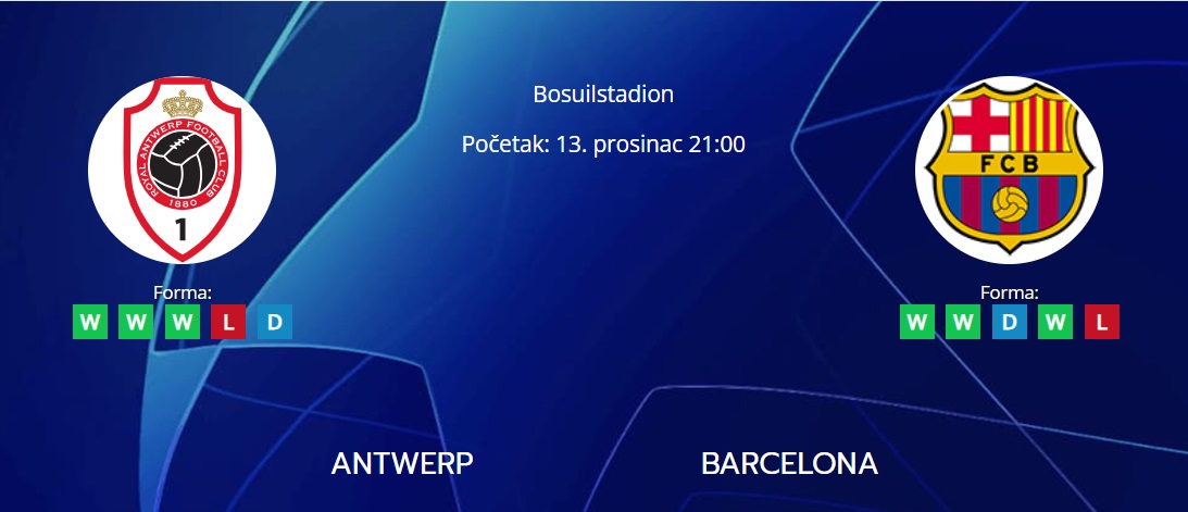 Tipovi za Antwerp vs. Barcelona, 13. prosinac 2023., Liga prvaka