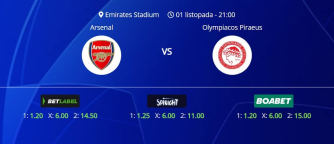 Tipovi za Arsenal vs. Olympiacos, 1. listopada 2025., Liga prvaka