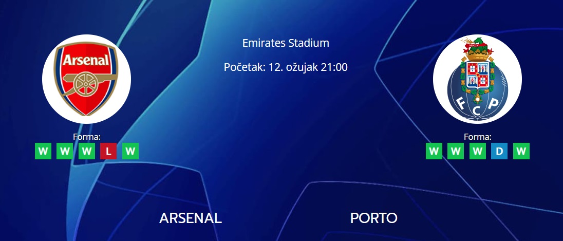 Tipovi za Arsenal vs. Porto, 12. ožujak 2024., Liga prvaka