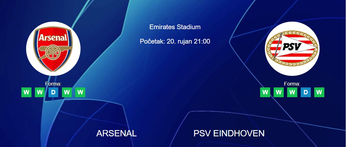 Tipovi za Arsenal vs. PSV, 20. rujan 2023., Liga prvaka