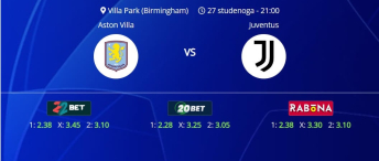 Tipovi za Aston Villa vs. Juventus, 27. studeni 2024., Liga prvaka