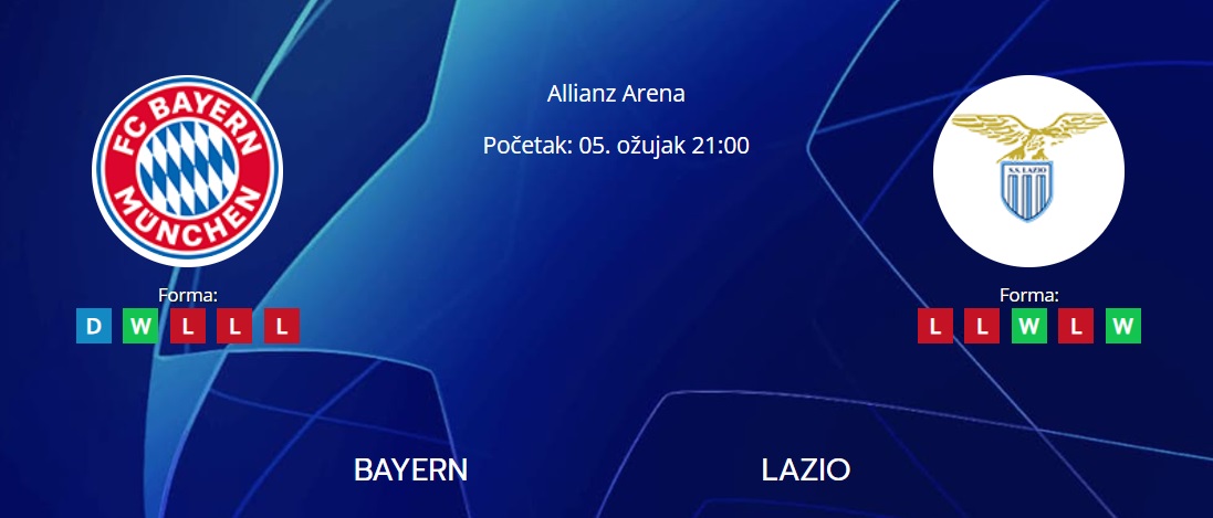 Tipovi za Bayern vs. Lazio, 5. ožujak 2024., Liga prvaka