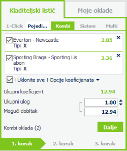 Kladiteljski listić u Bet at Home