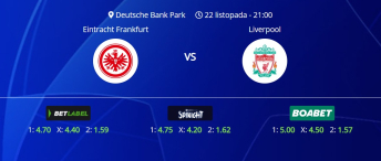 Tipovi za Eintracht vs. Liverpool, 22. listopada 2025., Liga prvaka