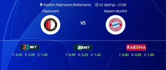 Tipovi za Feyenoord vs. Bayern, 22. siječanj 2025., Liga prvaka
