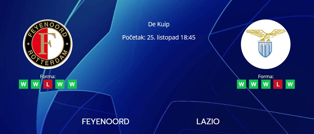 Tipovi za Feyenoord vs. Lazio, 25. listopad 2023., Lig prvaka