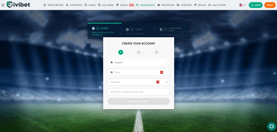 Postupak registracije na Ivibet