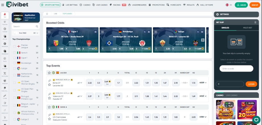 Odjeljak za sportsko klađenje na Ivibetu