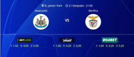 Tipovi za Newcastle vs. Benfica, 21. listopada 2025., Liga prvaka