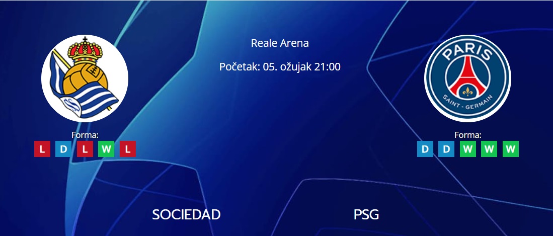 Tipovi za Real Sociedad vs. PSG, 5. ožujka 2024., Liga prvaka