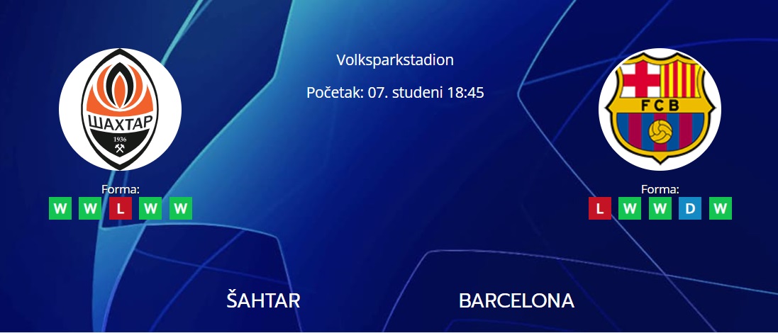 Tipovi za Šahtar vs. Barcelona, 7. studeni 2023., Liga prvaka